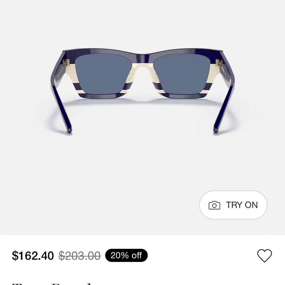 Tory Burch Striped Navy and Cream Sunglasses - Picture 2 of 9